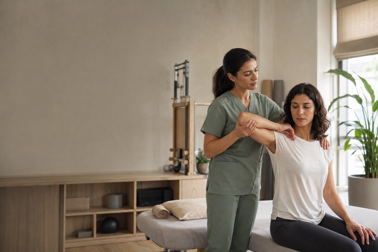 Salus Fizyoterapi kliniğinde bir değerlendirme seansı